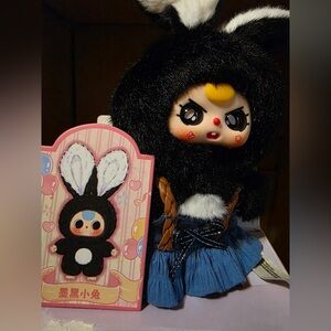 NWT Miniature Bunny Plush Black White with Rare Eyes